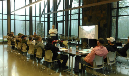 Dr. Wayne Clatterbuck instructs the FRREC Master Logger program participants on the science and practice of silviculture and forest management.